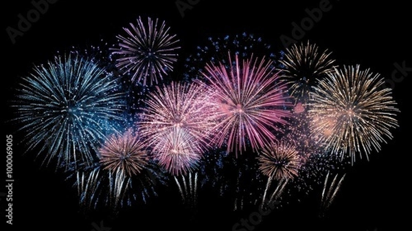 Fototapeta Dazzling Fireworks Display over the Night Sky in a Vibrant