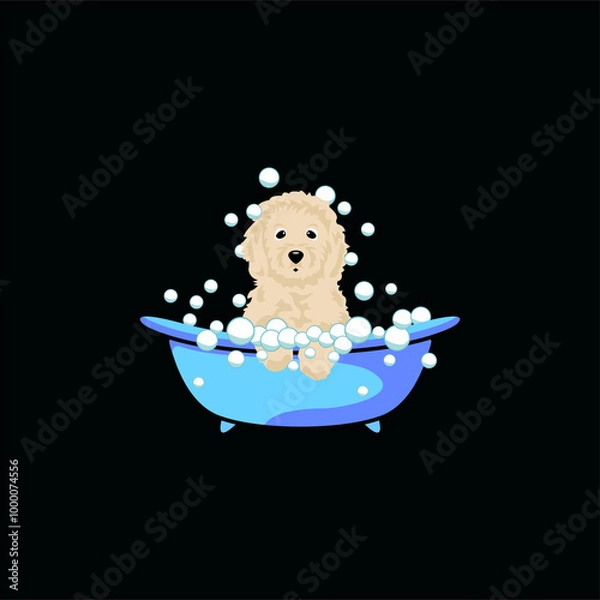 Fototapeta BATHING DOG