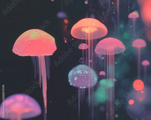 Obraz Ethereal Grace: Soft Jellyfish in Minimalist Design