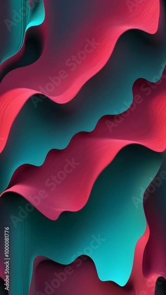 Fototapeta A deep, gradient texture background blending neon  turquoise with rich shades of pink, accented by soft-glowing effects.
