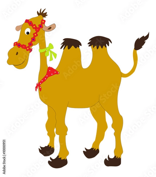 Obraz Cartoon funny camel over white
