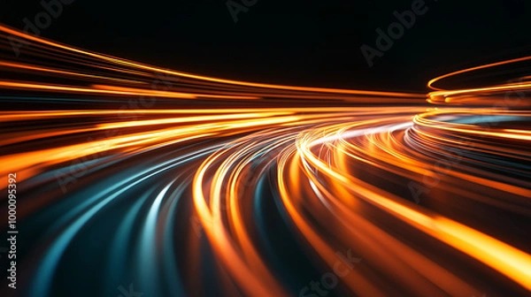 Fototapeta Lighttrails in the dark, Generative AI