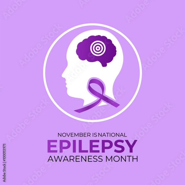 Fototapeta November is Epilepsy Awareness Month, which raises awareness and understanding of the disease and supports those who are affected by it. Vector illustration of background.