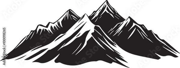 Obraz Mountain outline vector with the tree, Mountain range silhouette isolated vector illustration.