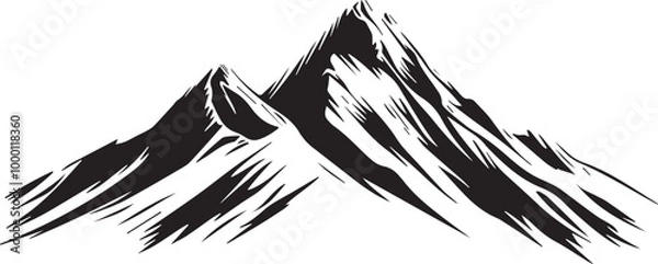 Obraz Mountain outline vector with the tree, Mountain range silhouette isolated vector illustration.