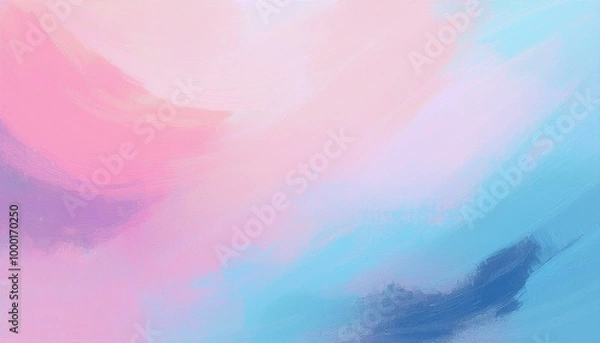 Fototapeta Abstract pastel color stain brushstroke background banner illustration - Pink blue art oil and acrylic smear blot canvas painting wall texture pattern (Generative Ai)