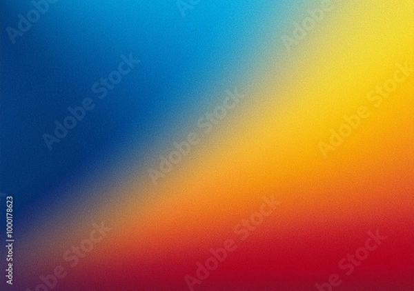 Fototapeta Grainy gradient background blue red yellow abstract glowing backdrop, noise texture banner poster header design