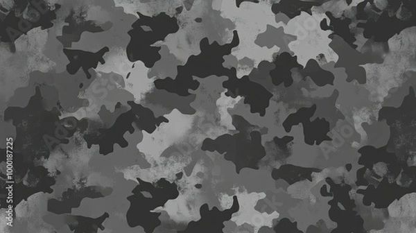 Fototapeta Gray military camouflage seamless pattern. Vector