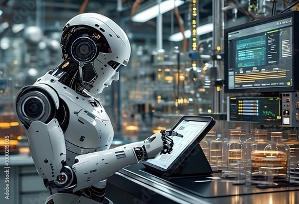 Fototapeta robot writing code