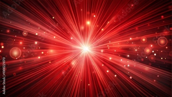 Fototapeta Red abstract burst background with light rays and sparkles for dramatic design