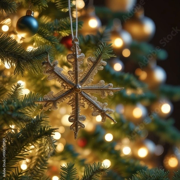 Fototapeta Close-up of Intricate Christmas Tree Ornaments