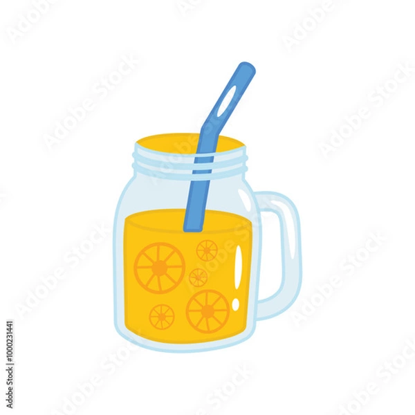 Fototapeta summer refreshing juice jar illustration