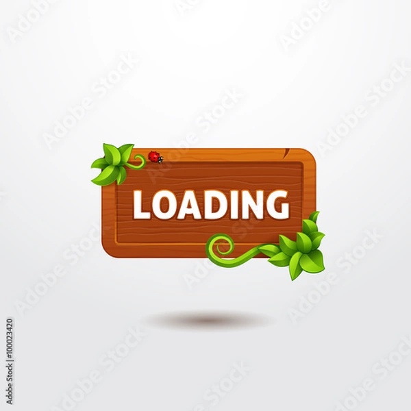 Fototapeta Game interface button loading on wooden template