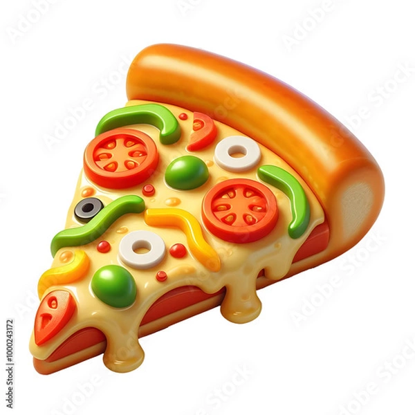 Fototapeta A Delicious Slice of Pizza Dripping with Melted Cheese illustration of a pizza slice, perfect for food blogs, menus, and advertising.