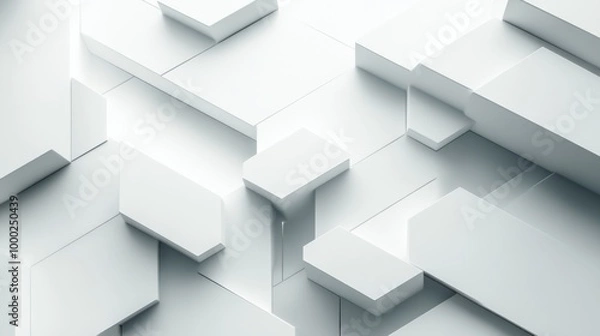 Fototapeta Abstract Geometric White 3D Blocks Background