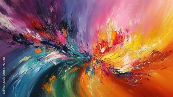 Fototapeta Vibrant abstract expressionism with vivid colors and dynamic brushstrokes