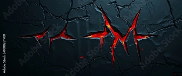 Fototapeta Sharp Claw Marks with Eerie Green Glow on Dark Background