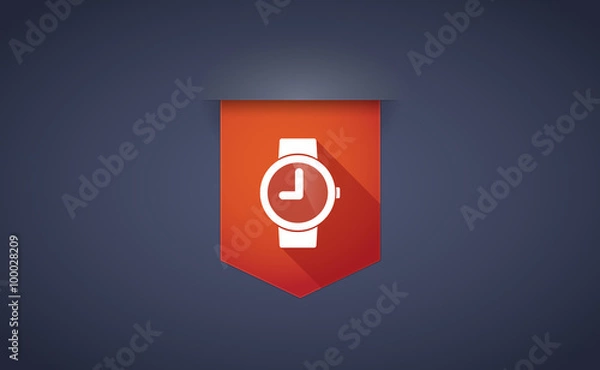Fototapeta Long shadow ribbon icon with a wrist watch
