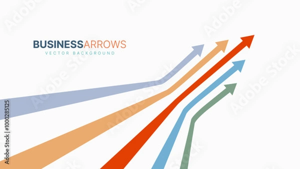 Obraz Five Arrows Moving Up Vintage Colors. Abstract Financial Chart with Uptrend Line Arrows Graph Go Up. Growth Business Revenue Invest Concept. Vector Illustration.