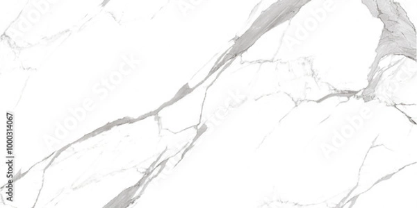 Fototapeta White Statuario Marble with Grey Veins, Used for Interior Kitchen or Bathroom Design, Ceramic Digital Printed tile, Natural Pattern Texture Background, Polished Finish with Soft Surface.