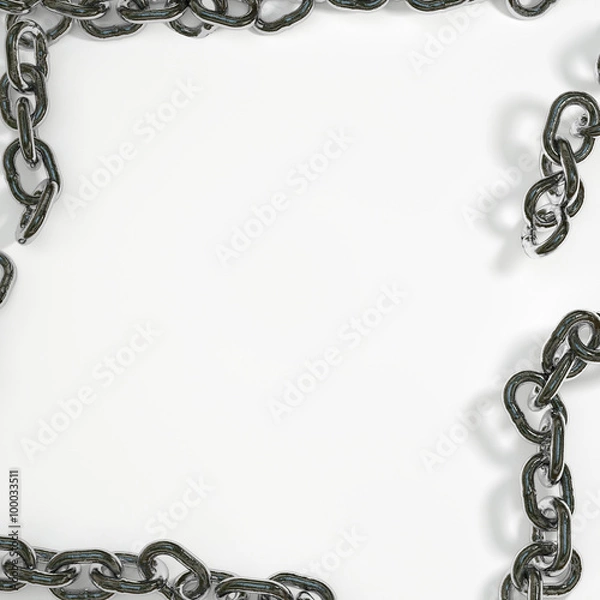 Obraz white background framed by a frame of steel chain