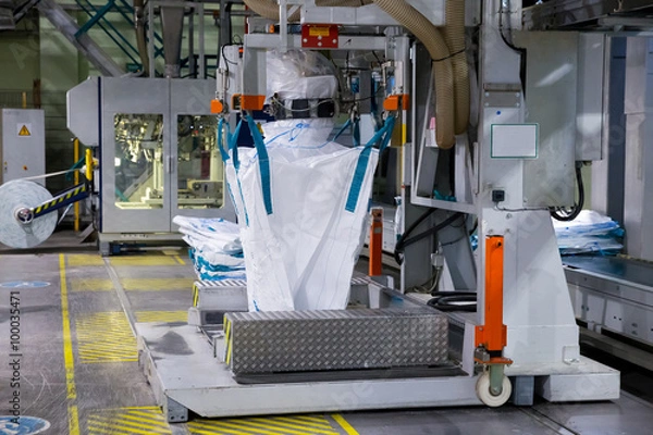 Obraz weigh the package on an industrial scale in stock
