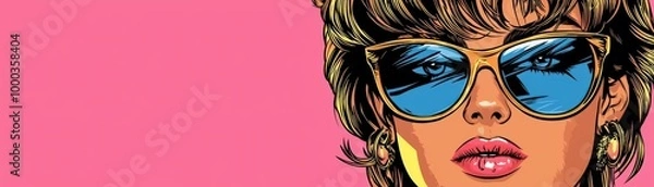 Fototapeta Confident Brunette in Anime Style with Sunglasses