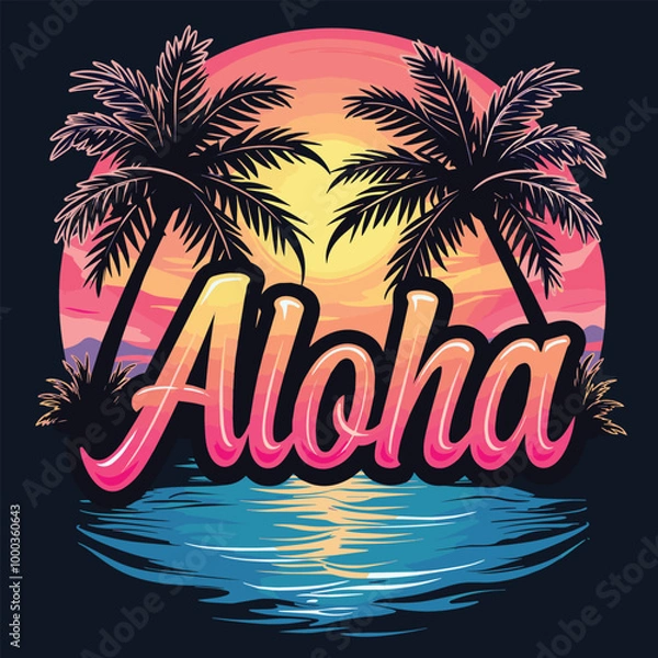 Fototapeta beach van with surf board, Long beach, summer vibes hand draw, summer slogan with beach illustration, Hawaii, Aloha surf typography for t-shirt print , beach