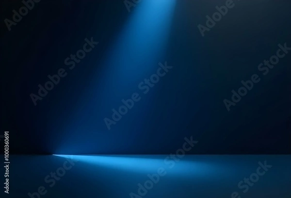 Fototapeta A minimalist design showcasing a single blue beam on a smooth black surface create with ai