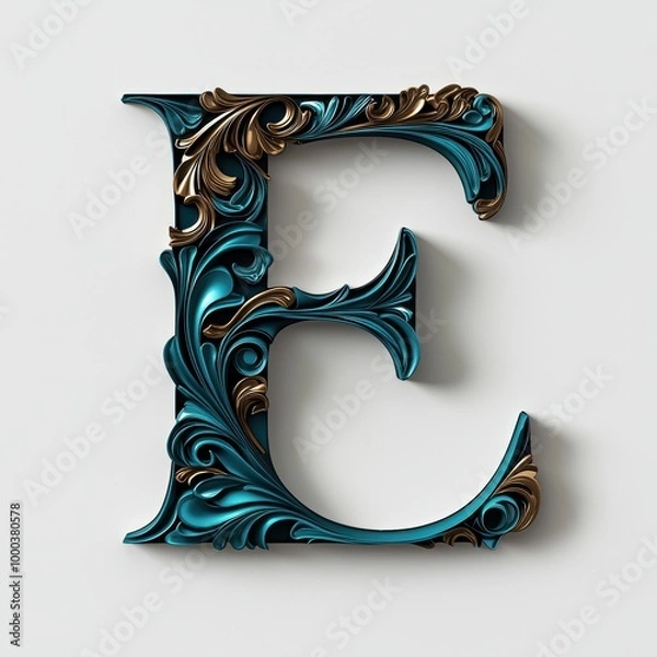 Obraz Elegant Ornate Letter E in Rich Colors