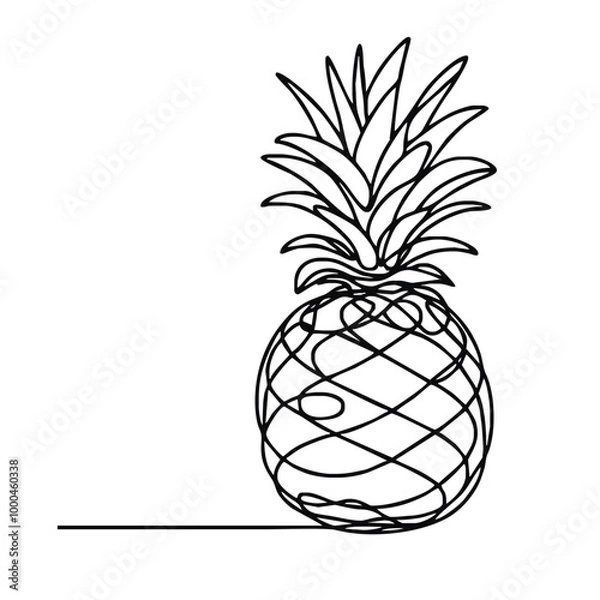 Fototapeta Pineapple. Icon. Vector drawing. One-line drawing. A simple drawing depicting a continuous line of a item pineapple.