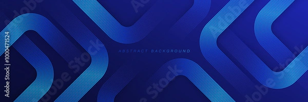 Fototapeta Dark blue abstract background. Modern glowing shiny blue geometric lines pattern. Geometric line art design. Technology futuristic concept. Suit for presentation, cover, banner, website, business