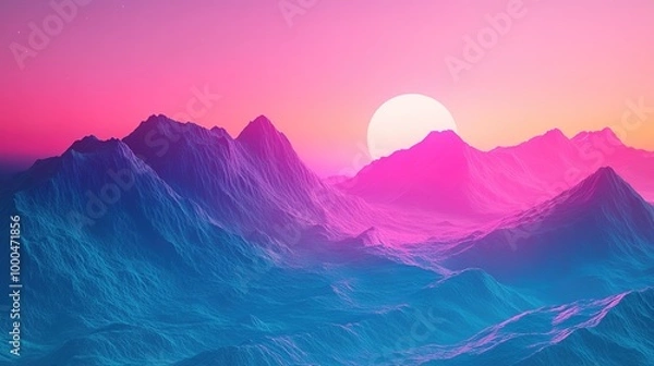 Fototapeta A striking gradient background featuring a seamless transition from vibrant neon pink to electric blue, creating a futuristic and energetic effect. This dynamic backdrop is perfect for modern designs,