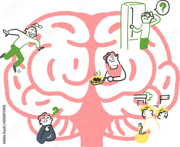 Obraz 認知症の症状と疑い　ストックイラスト素材
