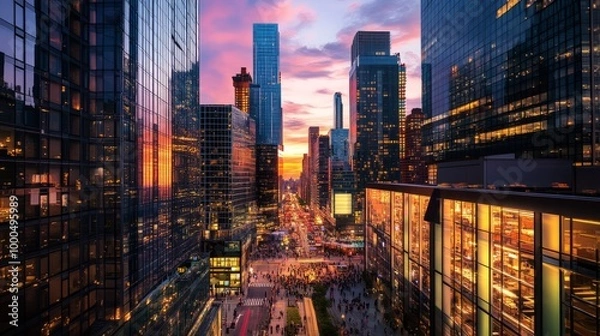 Fototapeta Urban Sunset Cityscape
