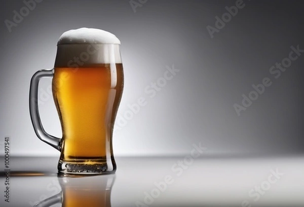 Fototapeta Shot of a beer glass, fresh and sparkly with froth