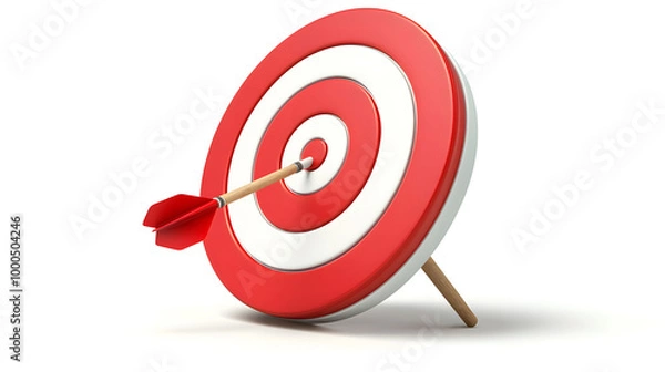 Obraz Red and White Target with Arrow Hitting Bullseye