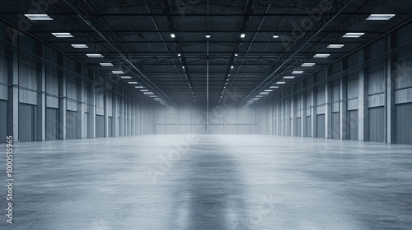 Fototapeta Evoking an Ambiance of Empty Warehouse with Dramatic Lighting