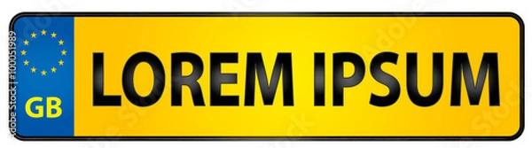 Fototapeta Vehicle registration plate of Great Britain Illustration