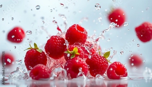 Obraz strawberry falling into water