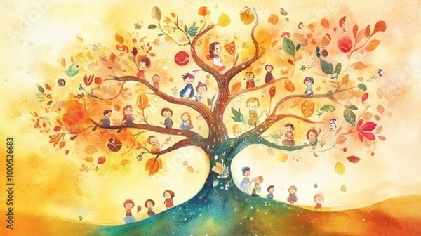 Fototapeta Colorful Family Tree