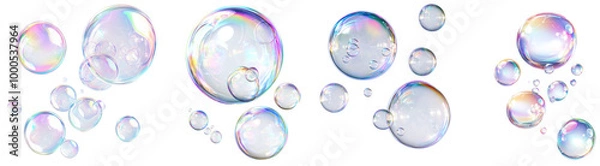 Fototapeta Colorful Bubbles on Transparent Background, isolated on transparent background.