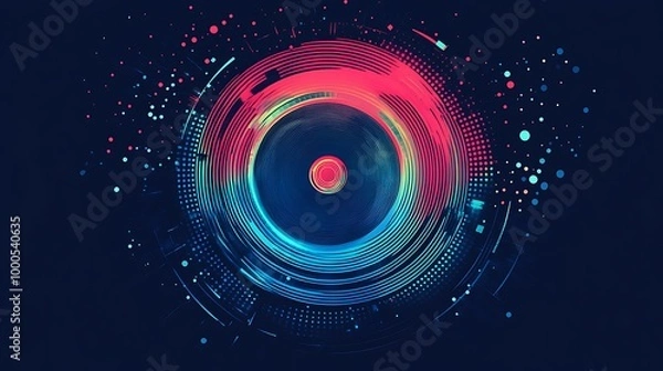 Fototapeta Abstract digital art with a circular design and vibrant colors.