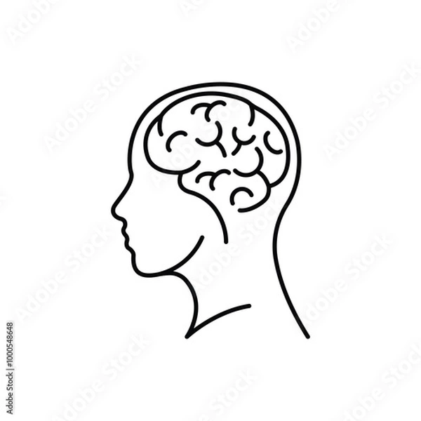 Obraz Human brain icon in line style. For your design, logo. Vector illustration. Editable Stroke.