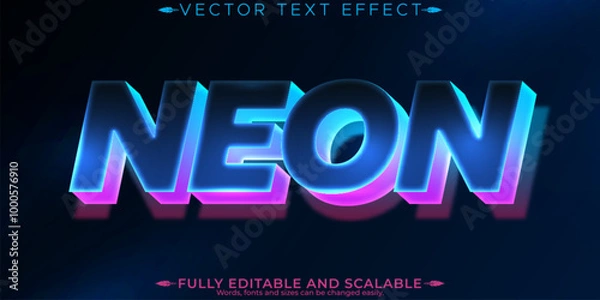 Fototapeta Neon light text effect, editable retro and glowing text style
