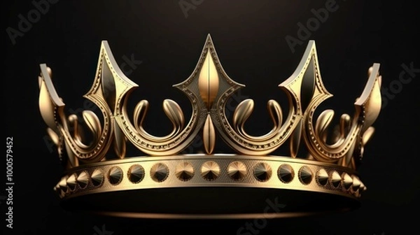 Fototapeta 3D rendered golden fantasy crown isolated on background