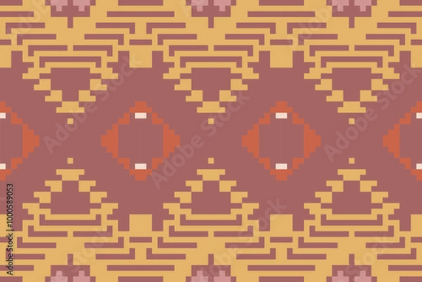 Fototapeta Endless Arabic Pattern Backgroundfolk Embroidery, Aztec Geometric Ornament Print. Design for Carpet, Wallpaper, Clothing, Wrapping, Fabric