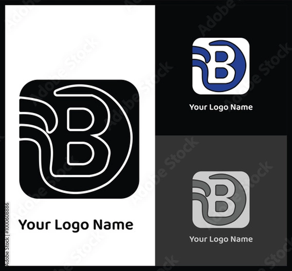 Obraz Abstract Monogram B Logo Design for Digital and Technology Brands