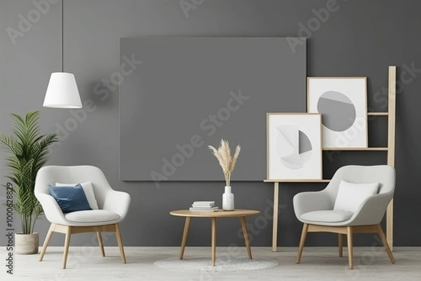 Fototapeta Neutral Grey Canvas Background for Contemporary Art Displays and Creative Presentations