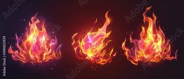 Obraz Vibrant Cartoon Fire Animation, a dynamic depiction of bright red flames in an anime style, featuring an alpha channel for seamless integration into various projects.